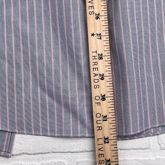 Brooks Brothers‎ Shirt Mens 16.5 32 Black Red Regent Pinstripe OCBD Preppy - Picture 8 of 11